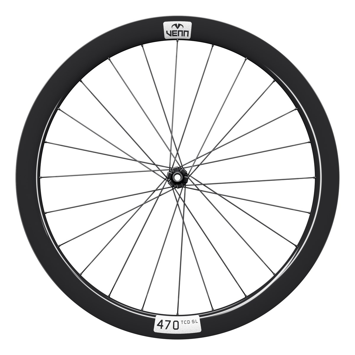 Venn 470 S front wheel, side view, 470 TCD SL rims (render)