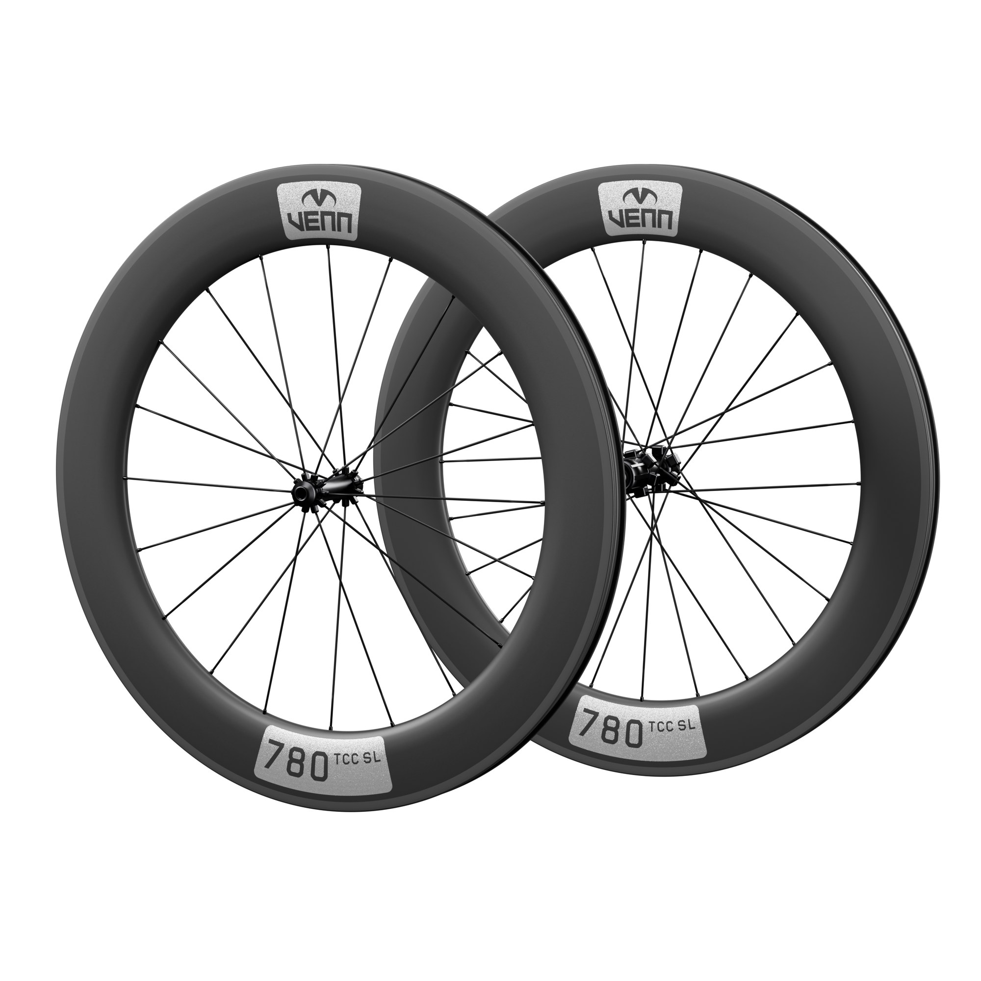 Venn 780 TCC SL carbon wheelset, uncoated matte finish, rim brake (render; hub illustrative)