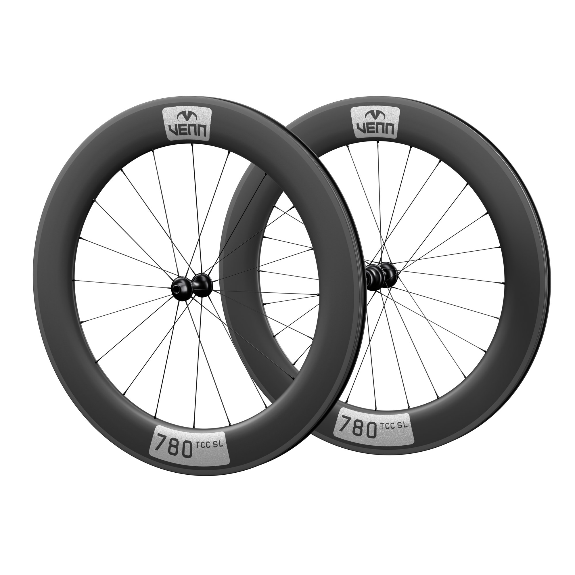 Venn 780 TCC SL carbon wheelset, uncoated matte finish, rim brake (render; hub illustrative)